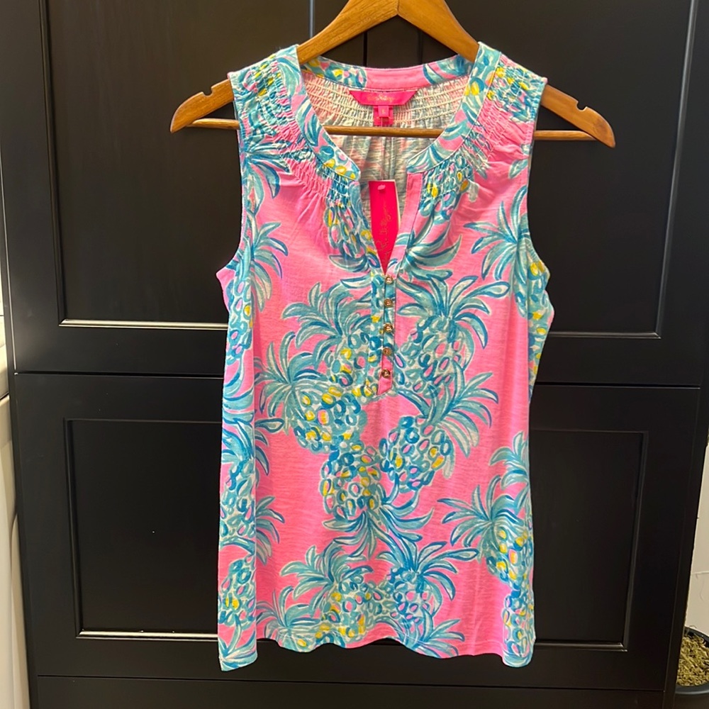 Lilly Pulitzer Essie tank top pelican pink beat the heat size small